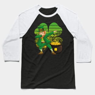 Dabbing Leprechaun St. Patricks Day Vintage Retro Clover Shamrock Baseball T-Shirt